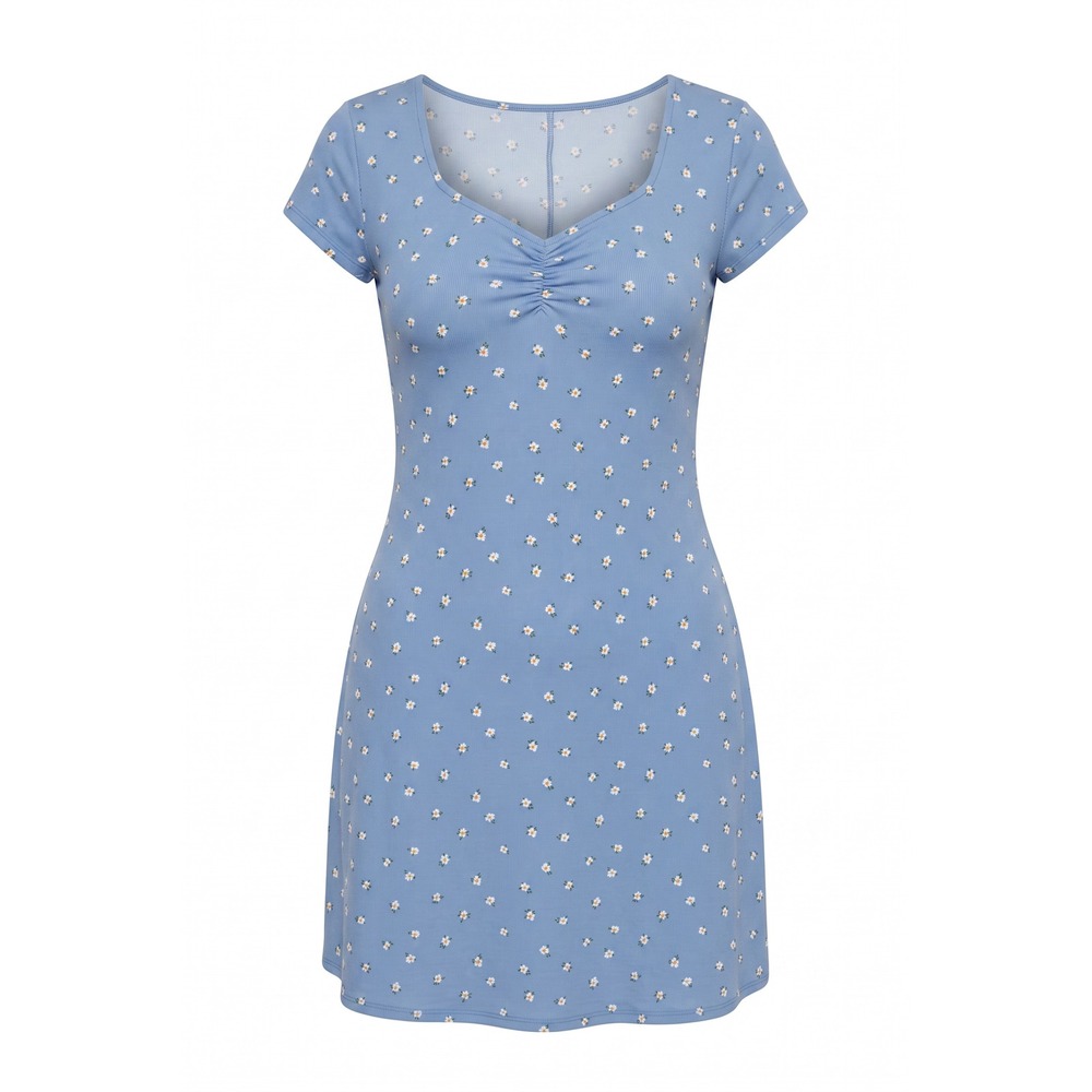 No Boundaries Womens Blue Daisy Floral Rib Knit Sweetheart Neck Mini Dress XXL
